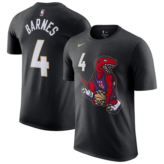 Men's Black Toronto Raptors #4 Scottie Barnes 2024/25 City Edition Name & Number T-Shirt